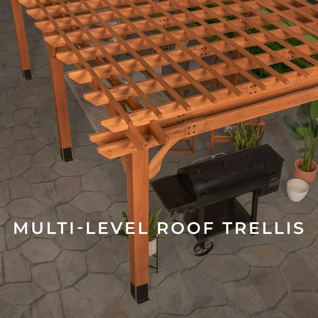 Backyard Discovery 20′ x 12′ Beaumont Pergola – Premium Cedar Wood, Sturdy & Elegant Design - Image 4